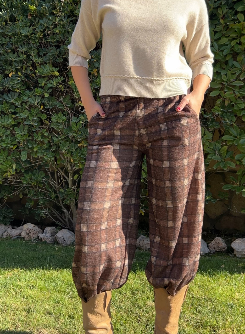 Bombacho cuadros marrón