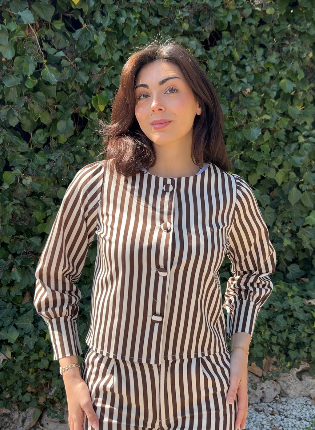 Chaqueta rayas marrón