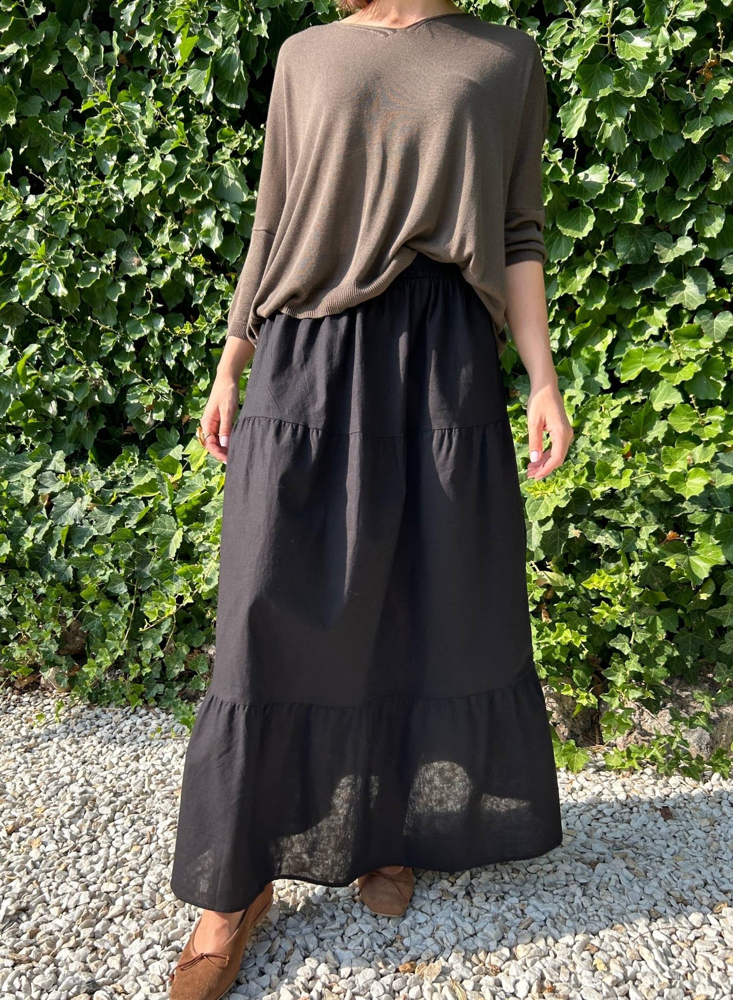 Falda larga negro