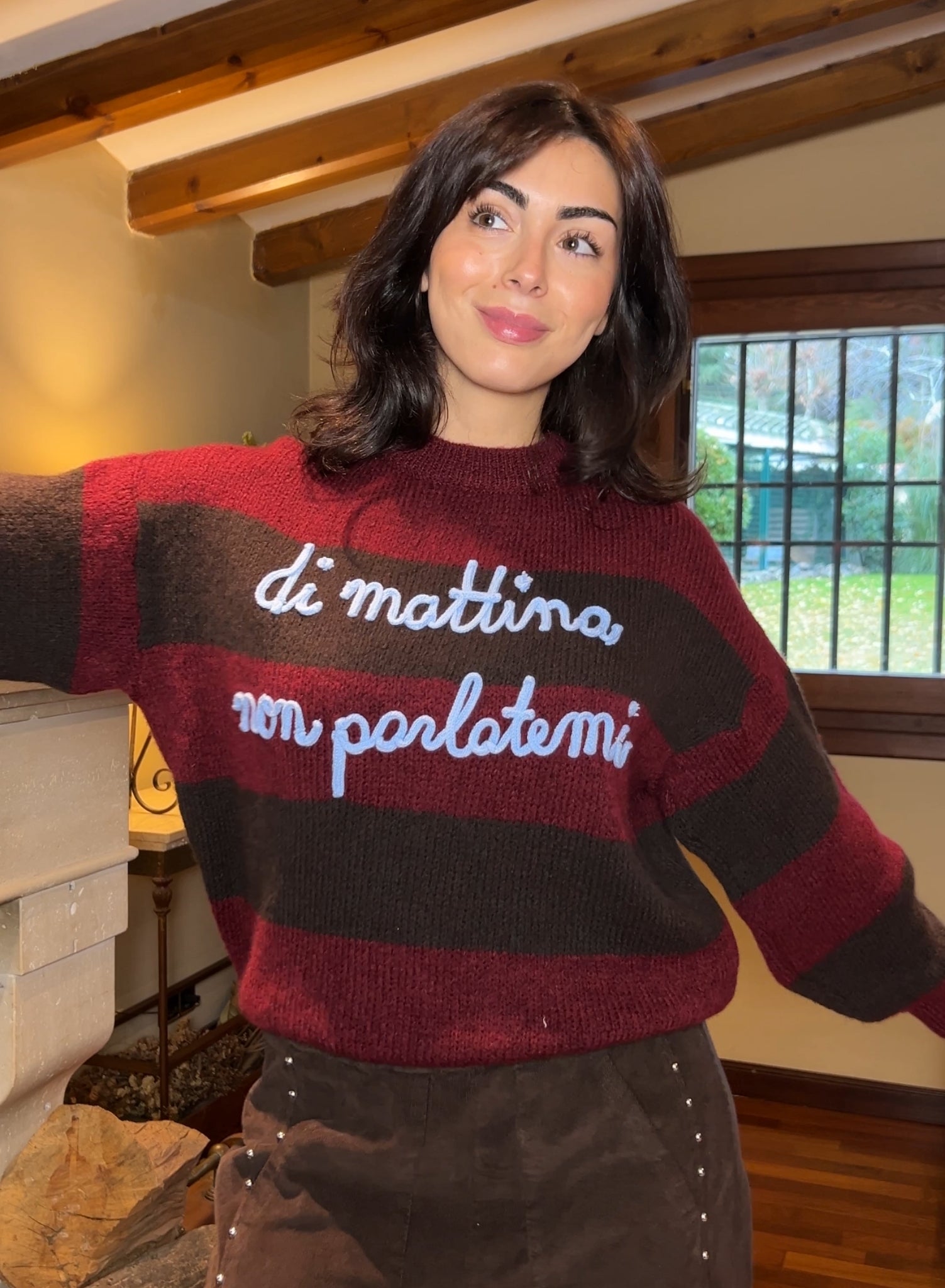 Maroon V-neck sweater