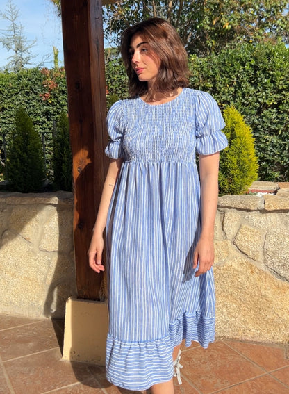 Blue striped dress
