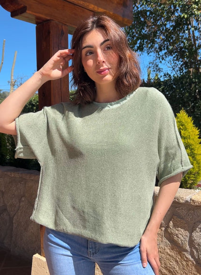 Thin green sweater