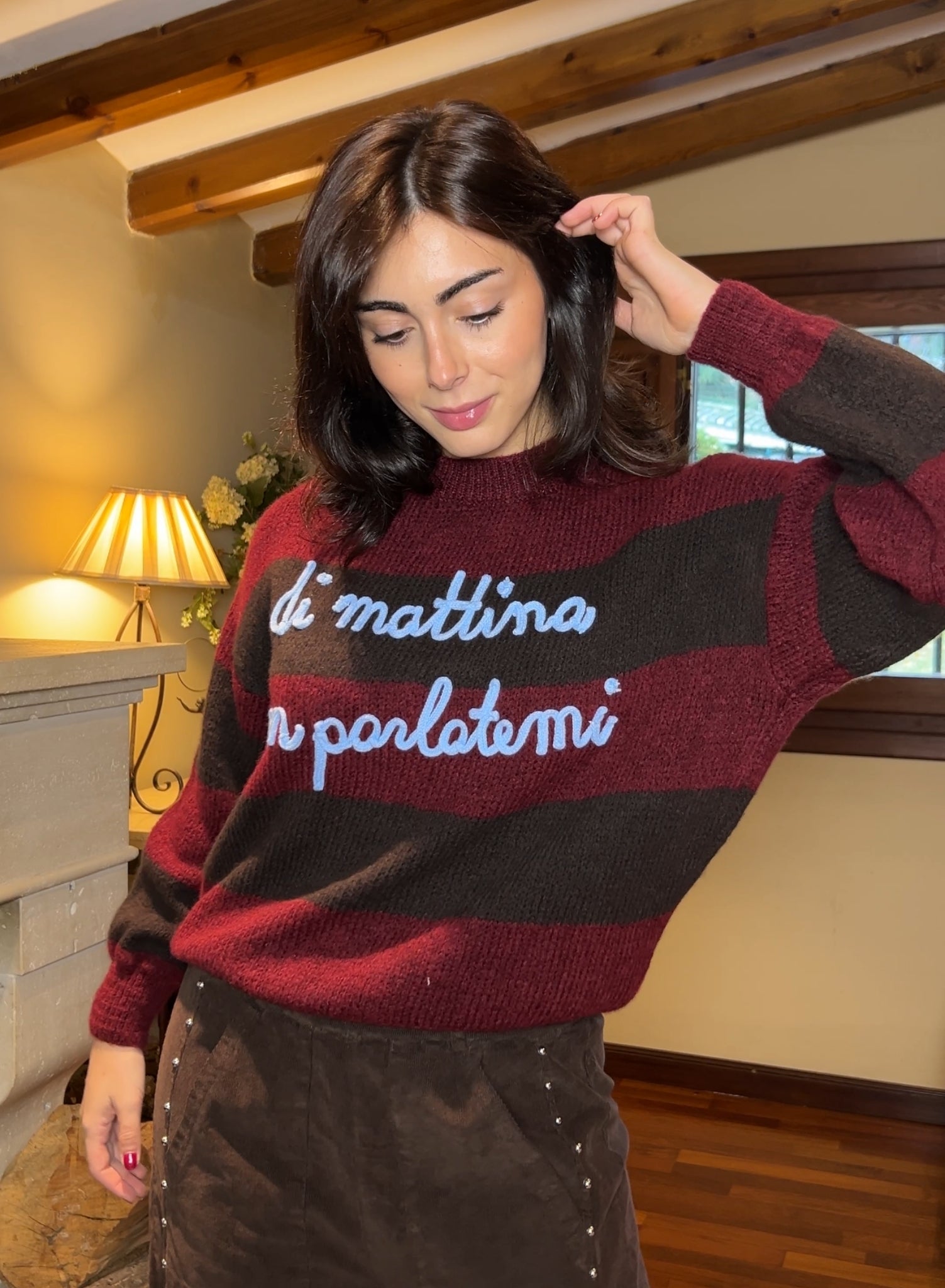 Maroon V-neck sweater