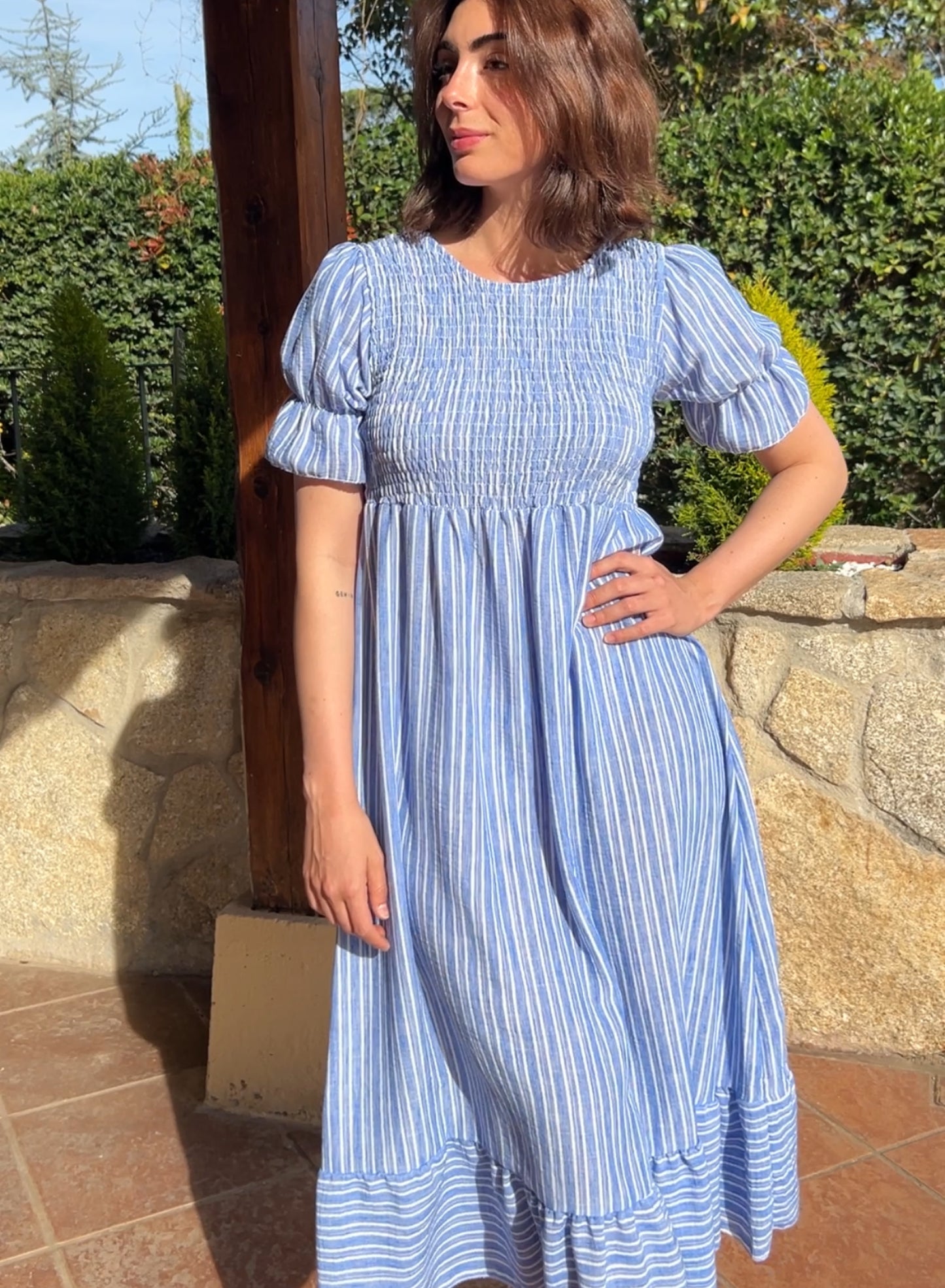 Blue striped dress