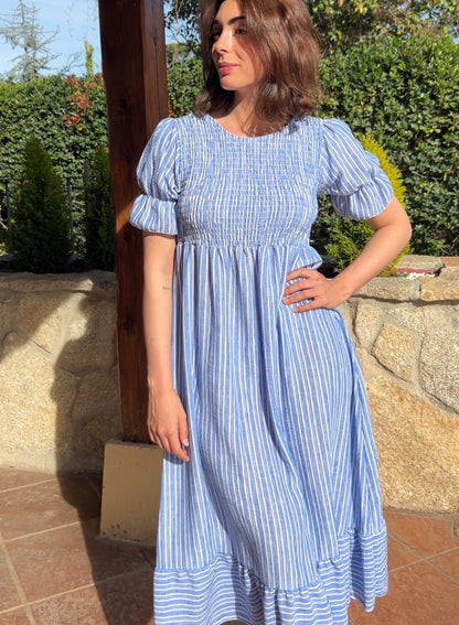 Blue striped dress