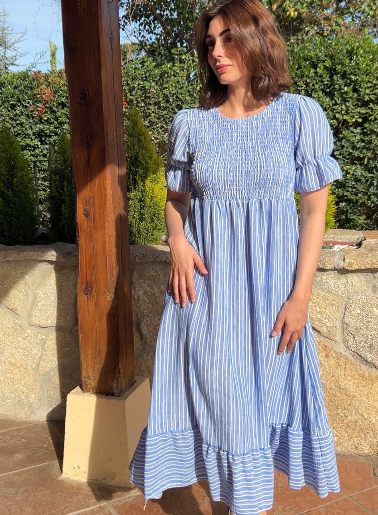 Blue striped dress