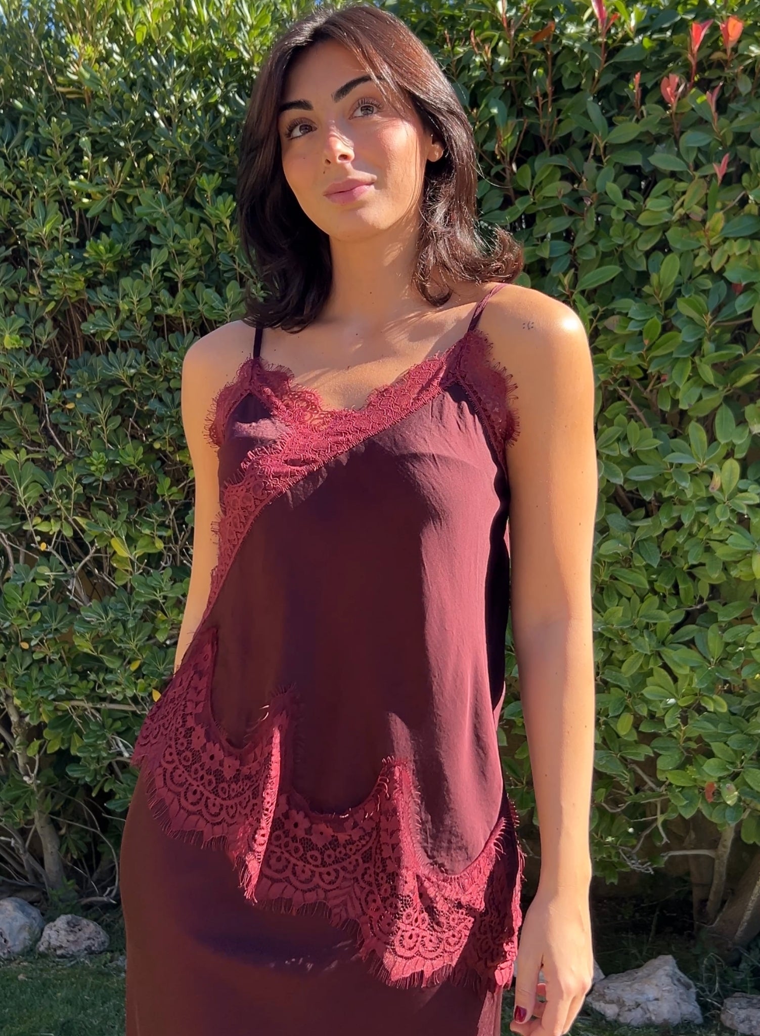 Lencero raso granate