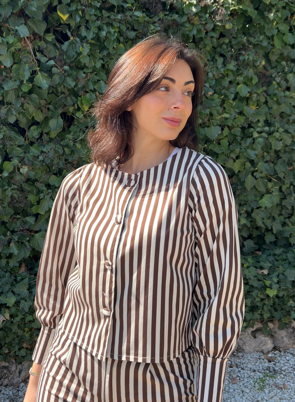 Chaqueta rayas marrón