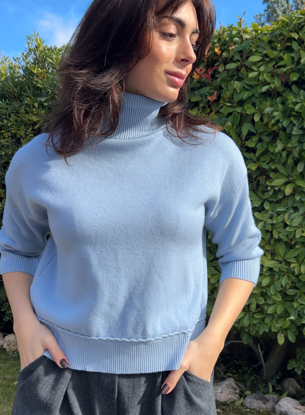 Maroon V-neck sweater