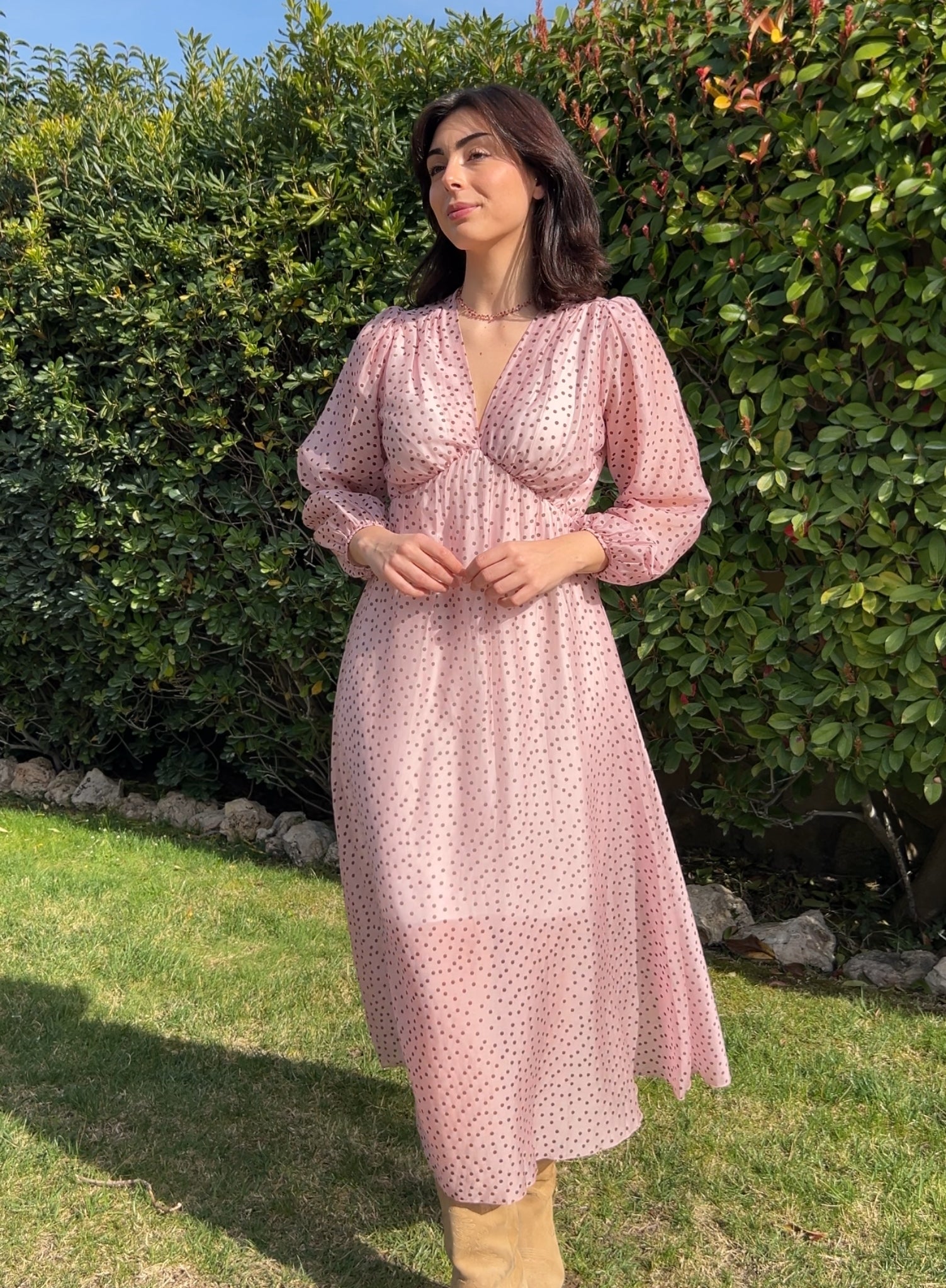 Vestido lunares rosa