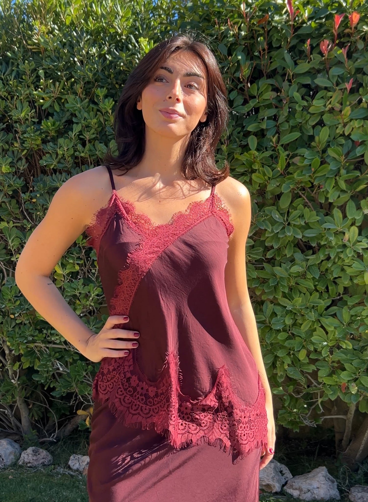 Lencero raso granate