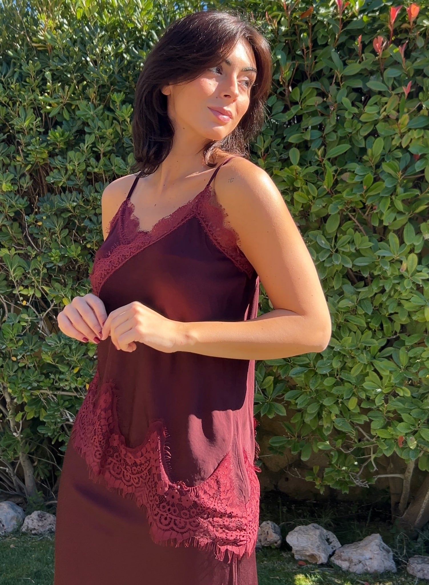 Lencero raso granate