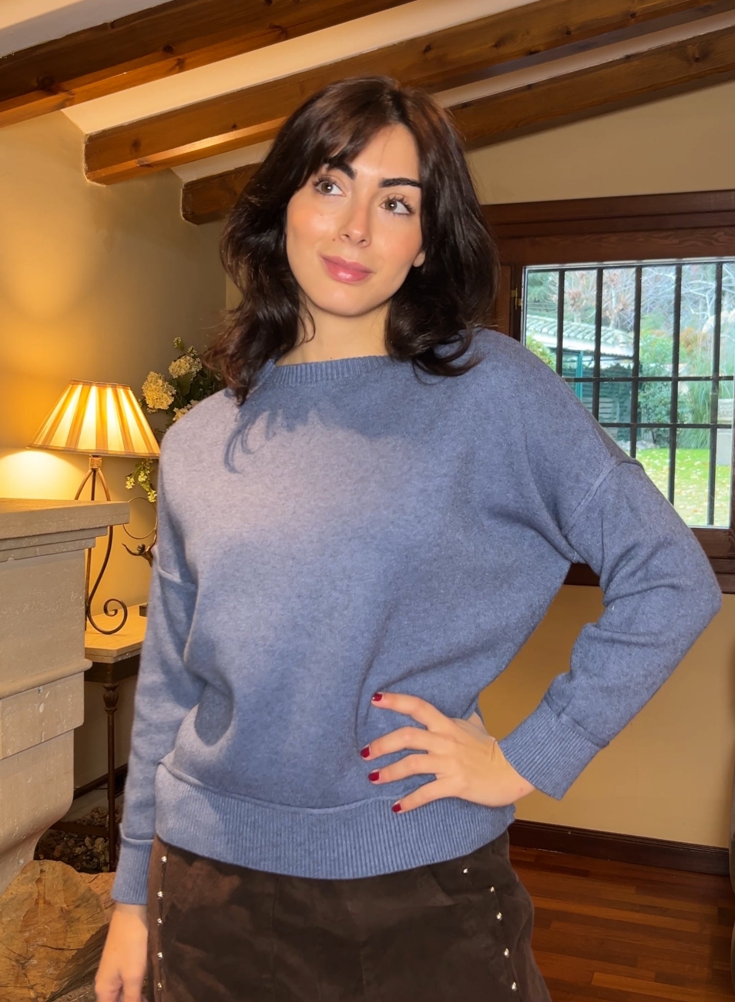 Maroon V-neck sweater