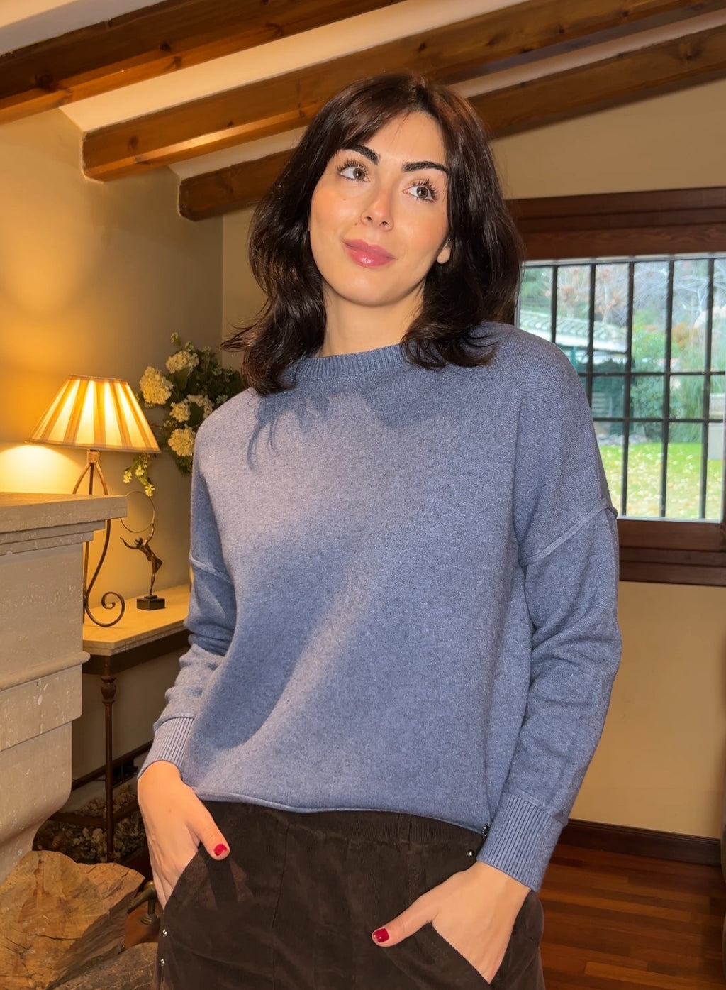 Maroon V-neck sweater