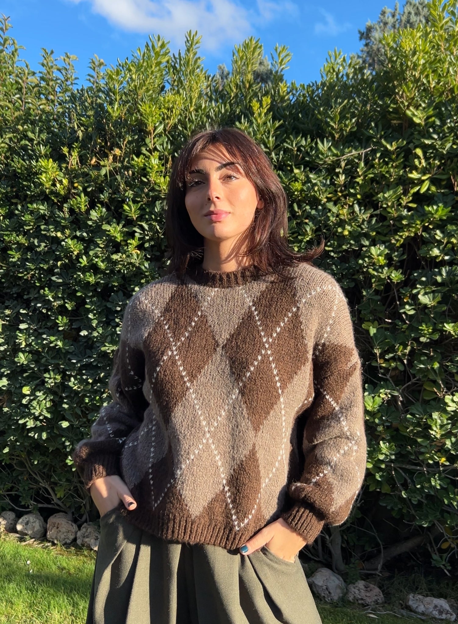 Maroon V-neck sweater