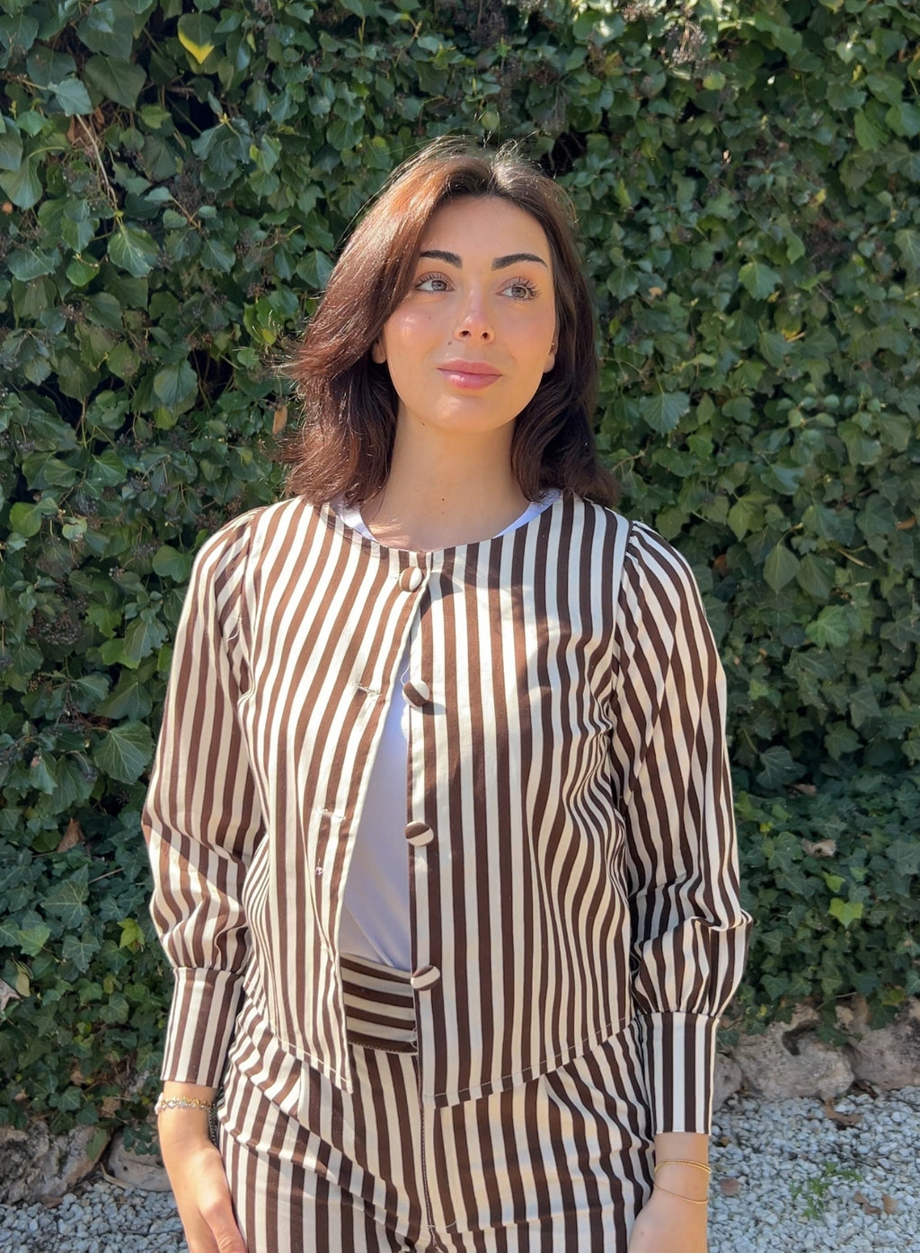 Chaqueta rayas marrón