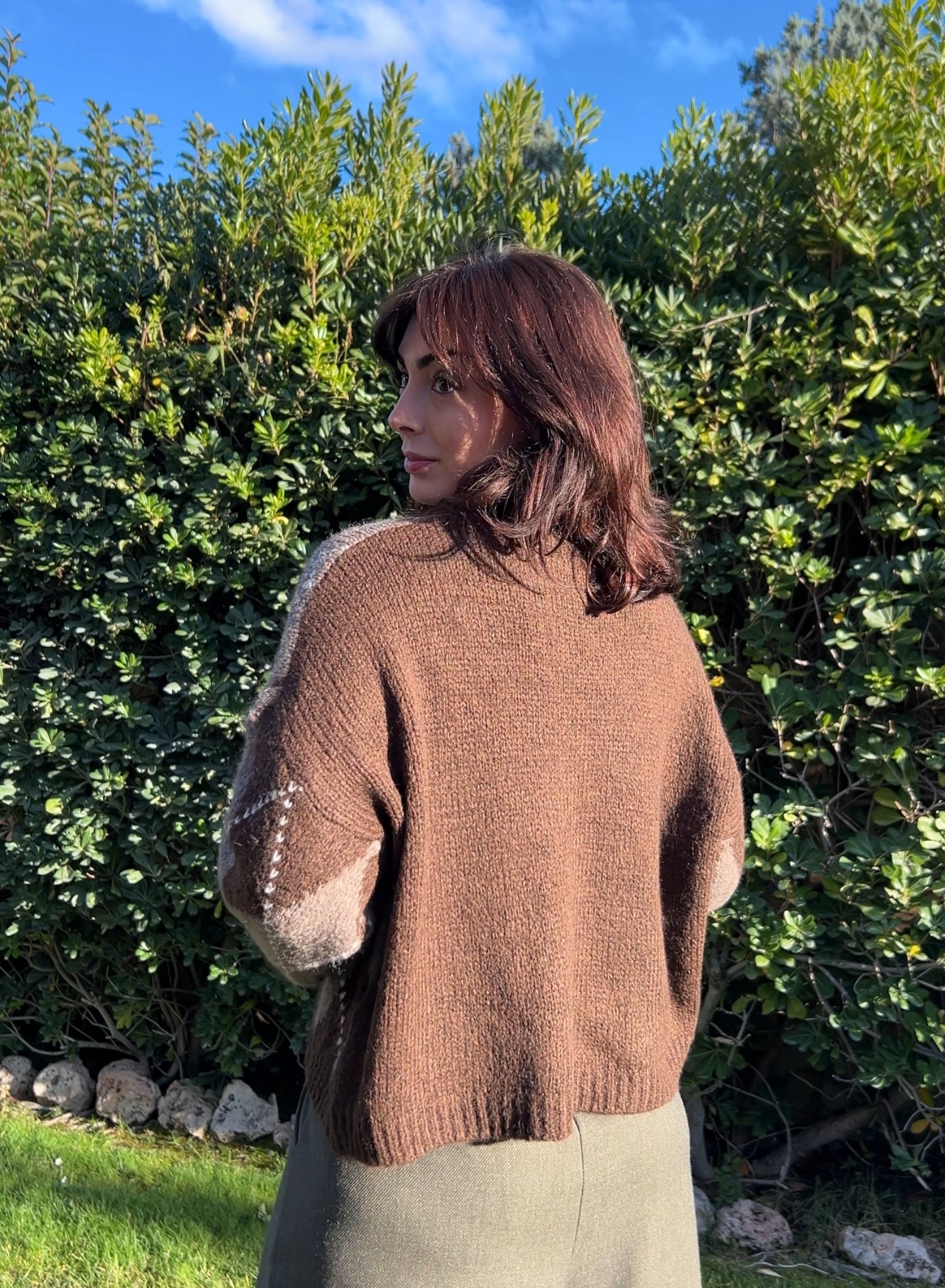 Maroon V-neck sweater