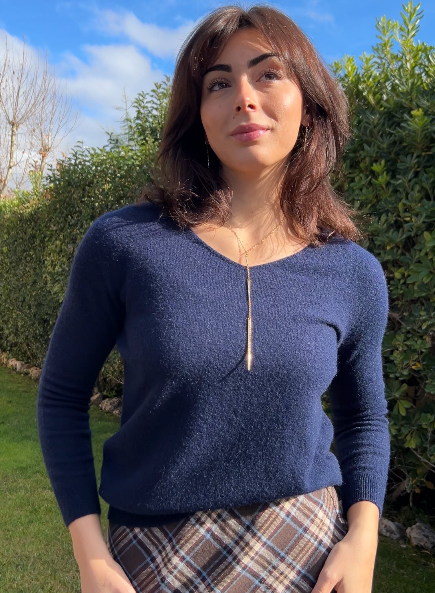 Maroon V-neck sweater