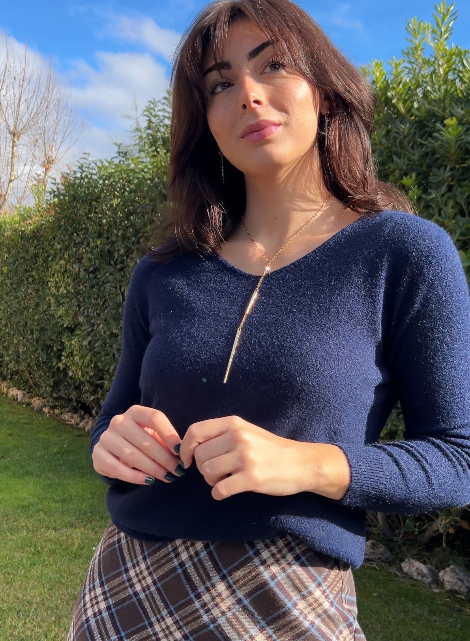 Maroon V-neck sweater