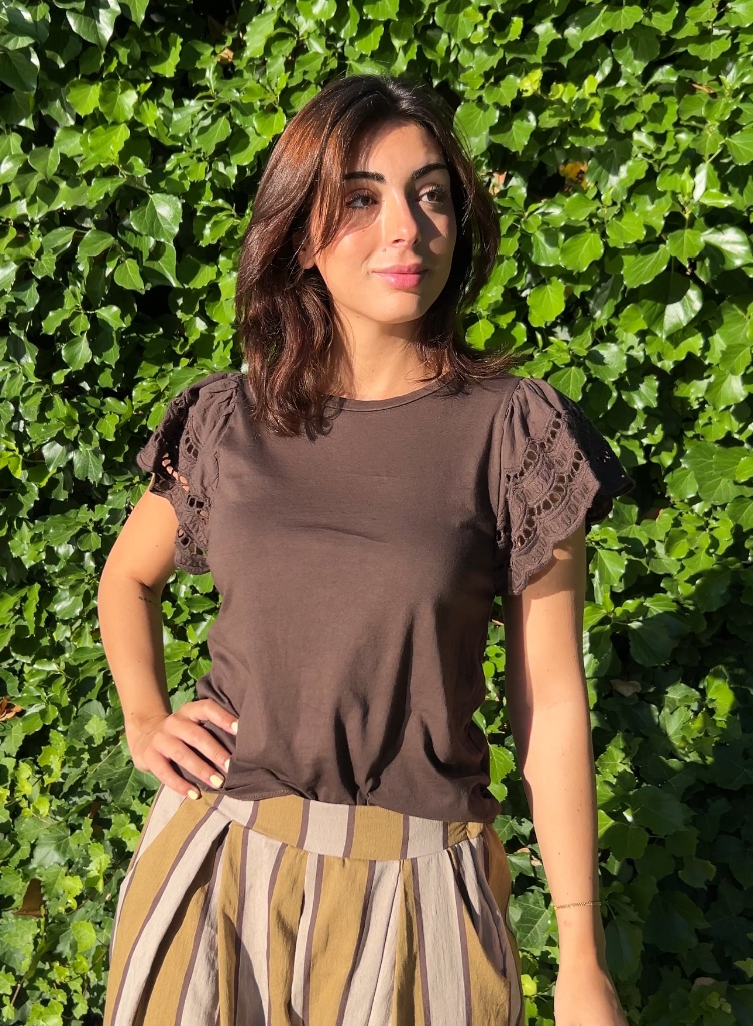 Camiseta encaje choco