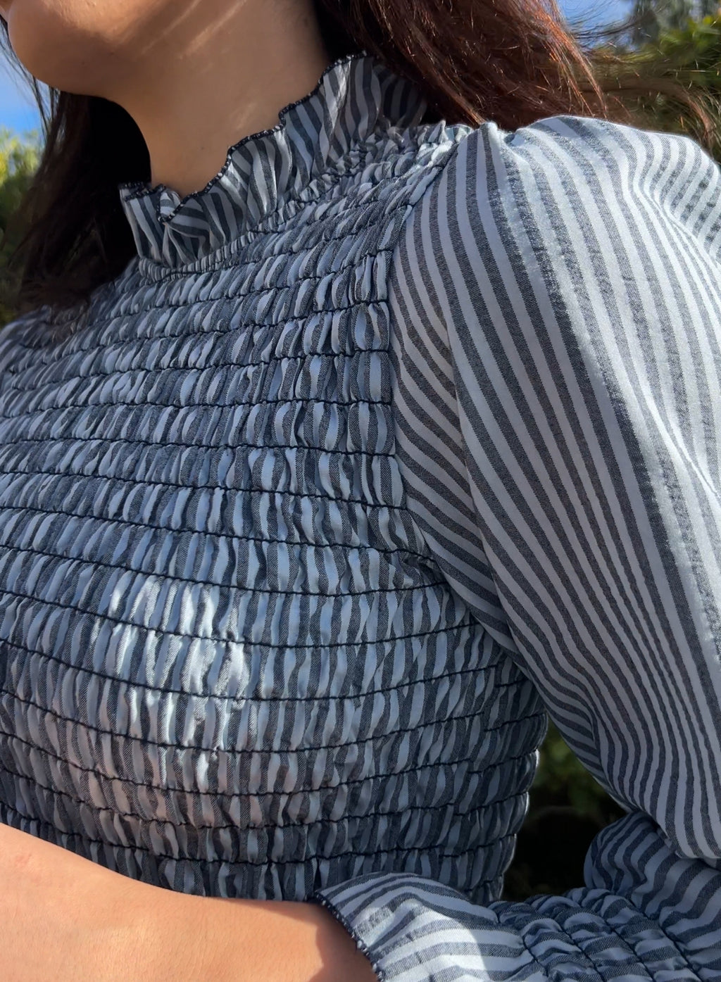 Camisa rayas azul grisáceo