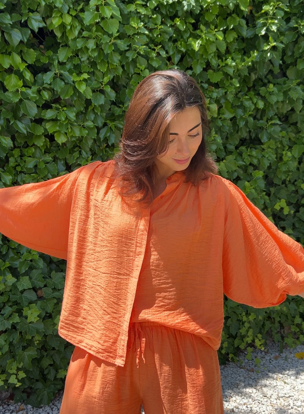 Blusa globo naranja