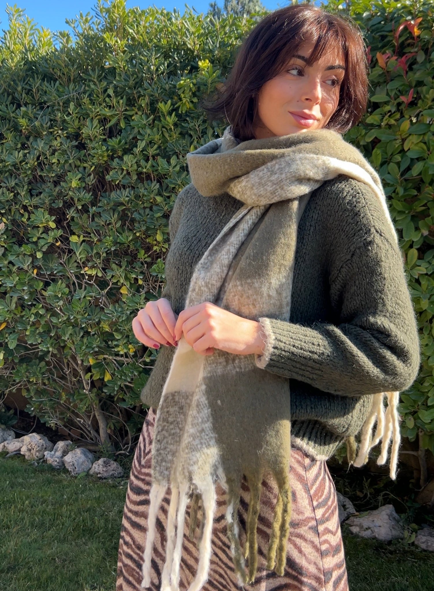 Bufanda cuadros verde