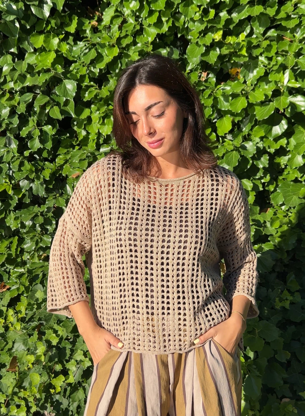 Jersey ganchillo camel