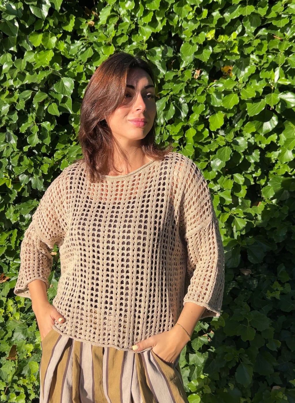 Jersey ganchillo camel