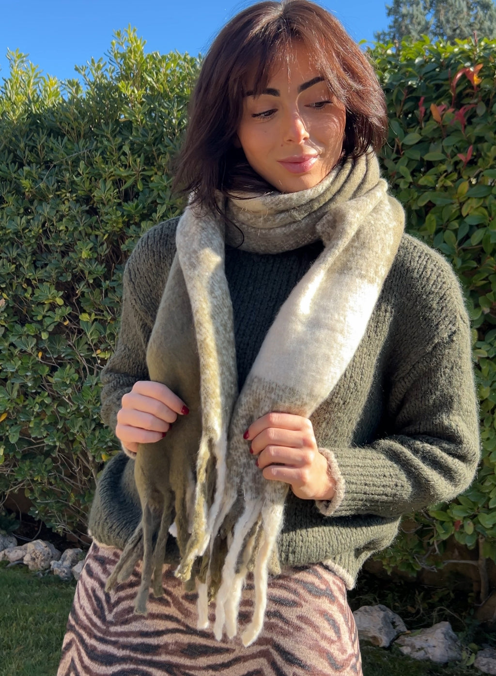 Bufanda cuadros verde