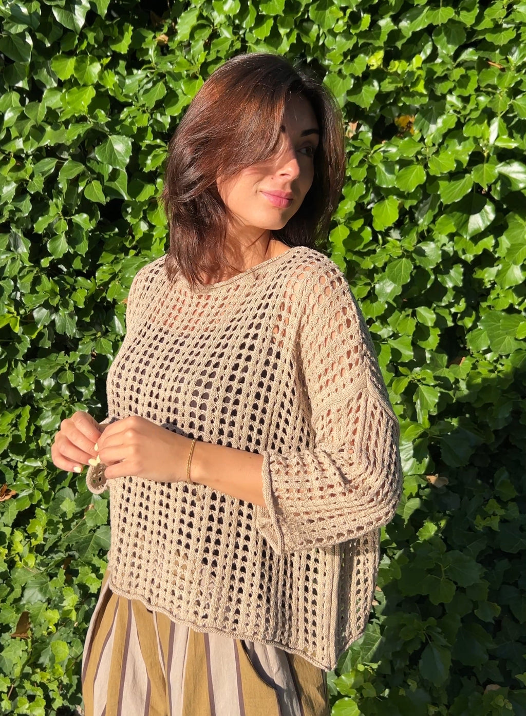 Jersey ganchillo camel