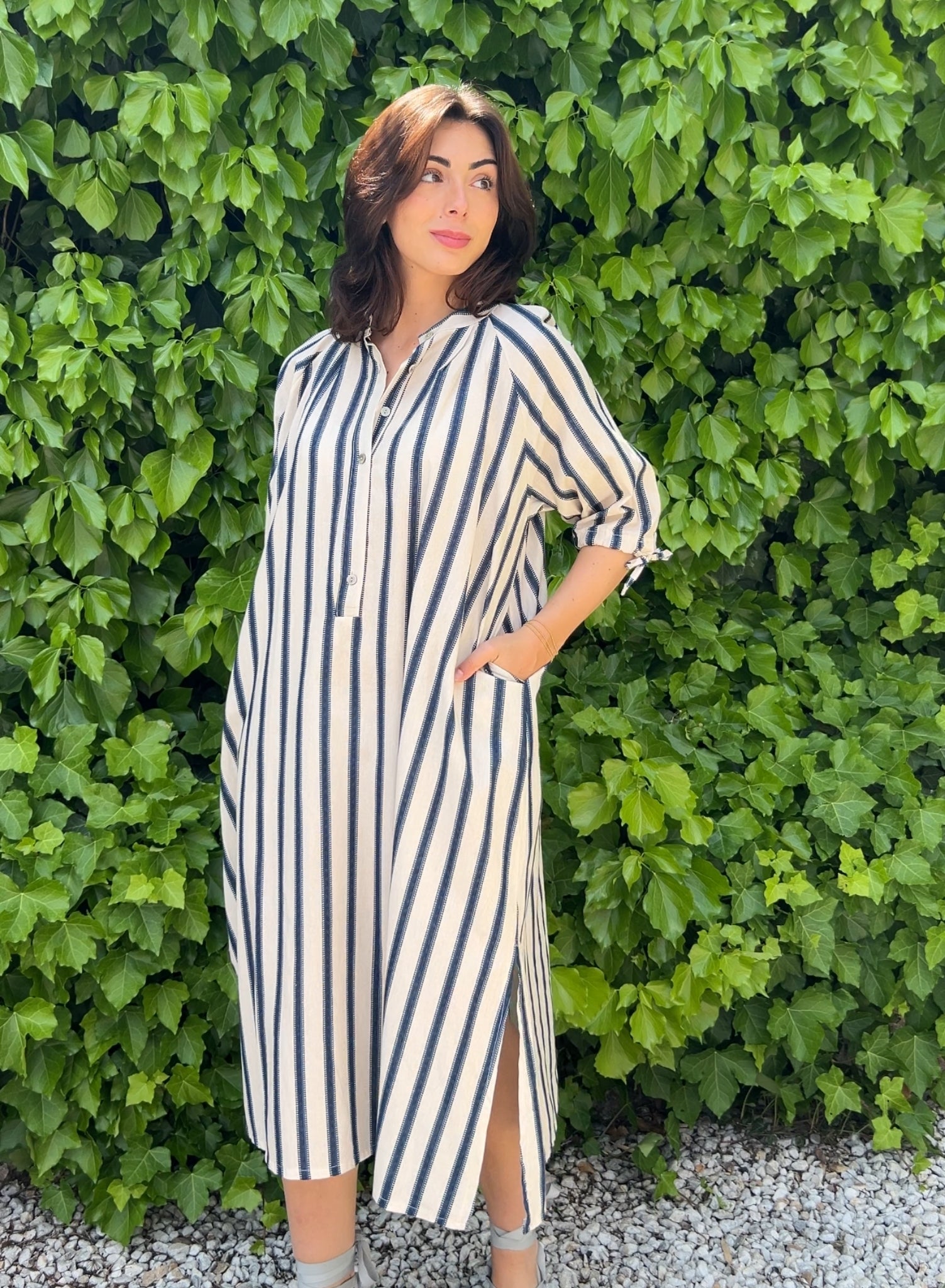 Vestido rayas blanco