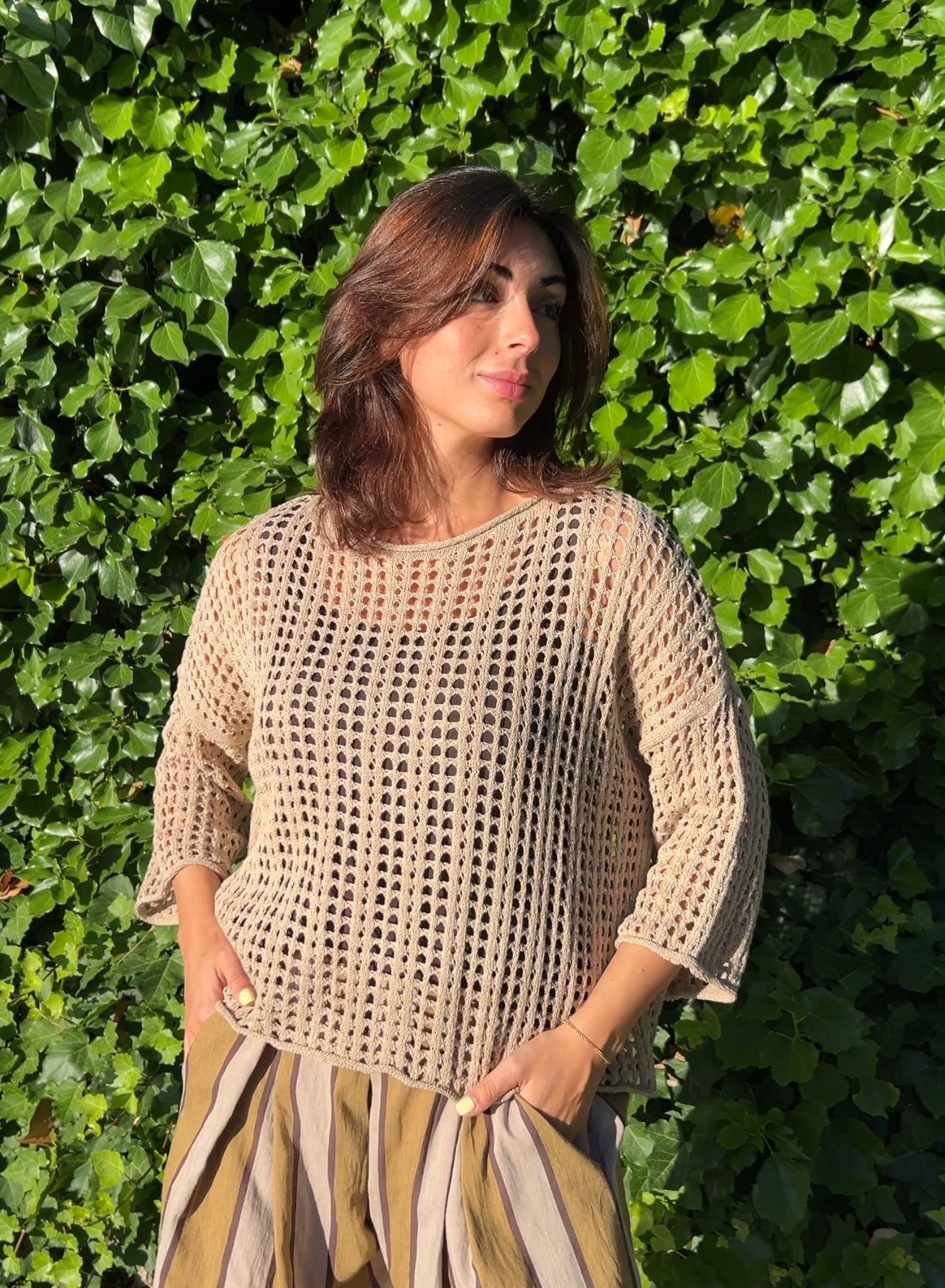 Jersey ganchillo camel