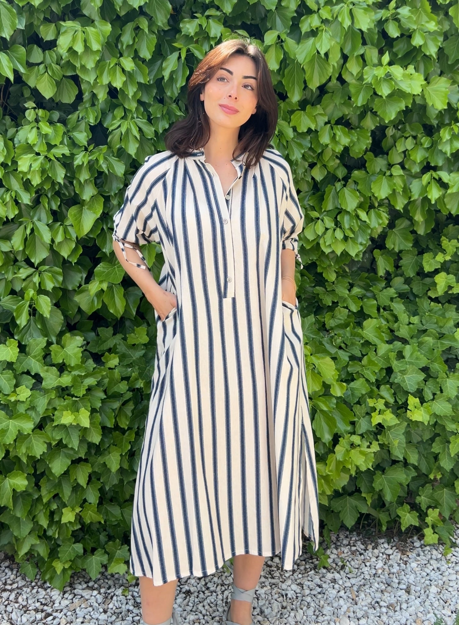 Vestido rayas blanco