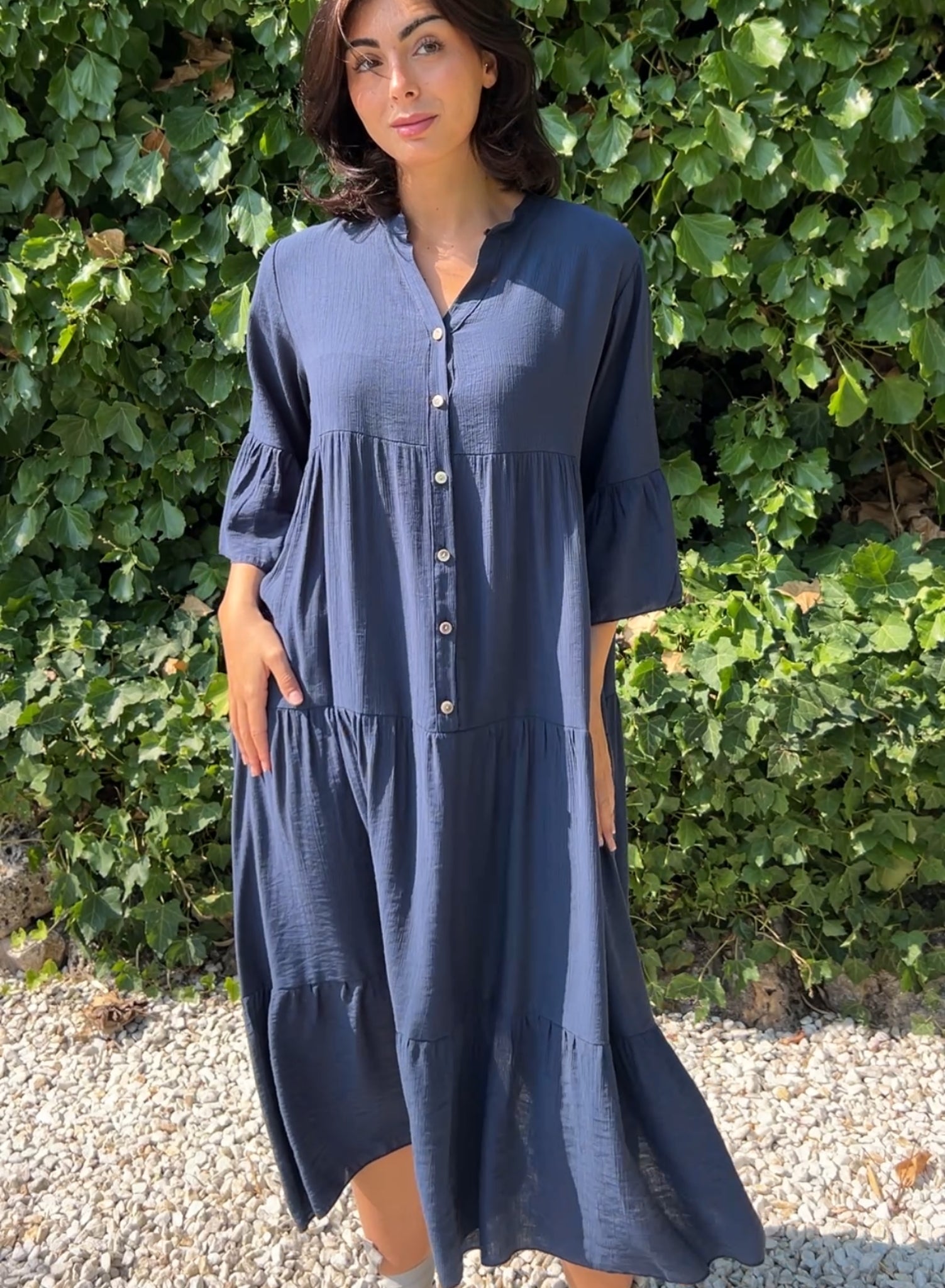 Vestido largo botones