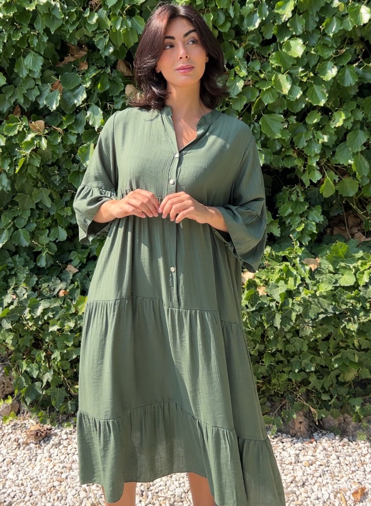 Vestido largo botones