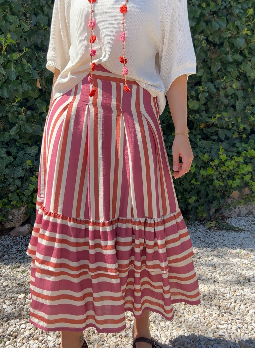Falda rayas rosa