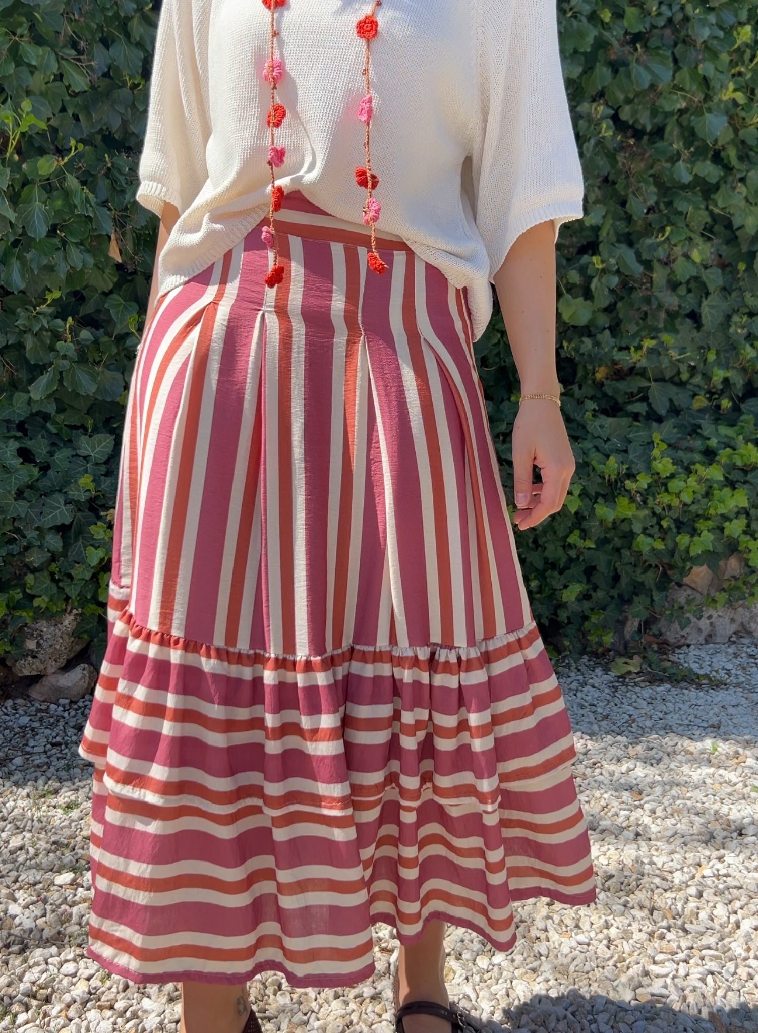 Falda rayas rosa