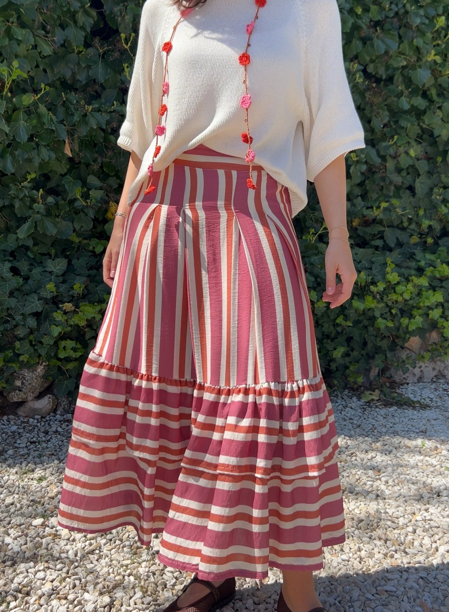 Falda rayas rosa