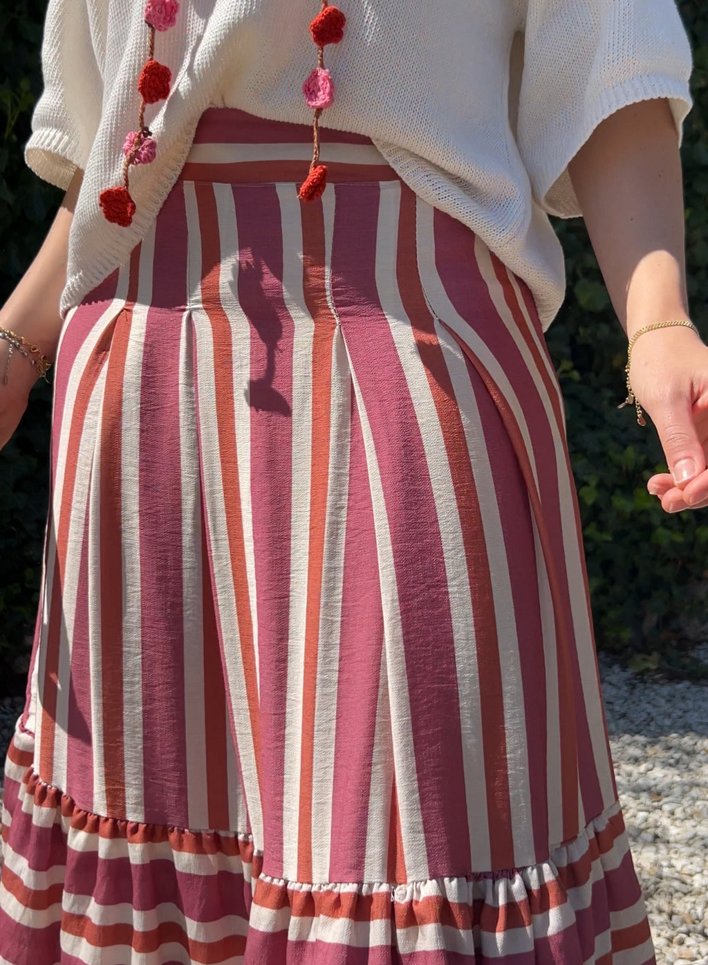 Falda rayas rosa