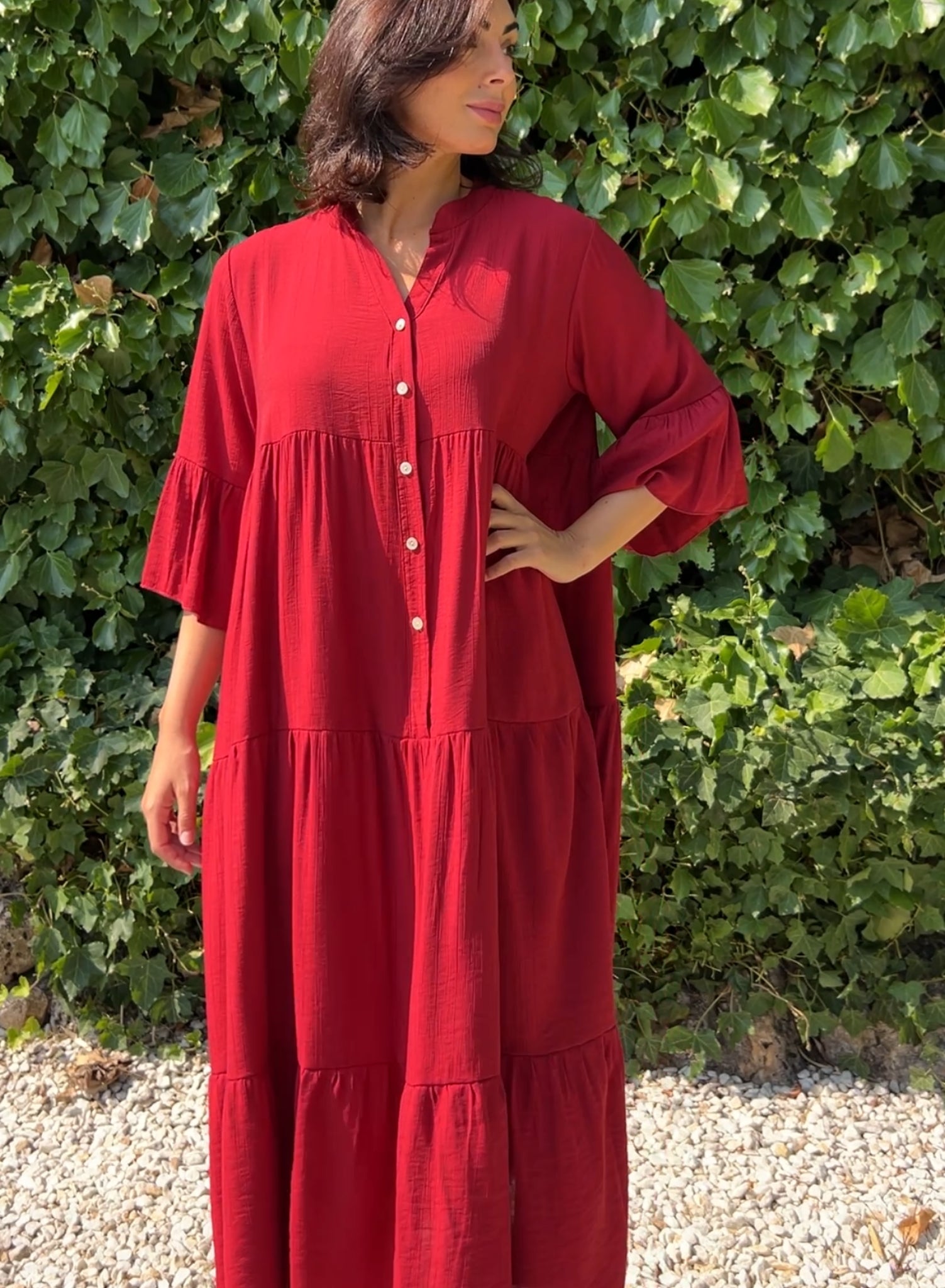 Vestido largo botones