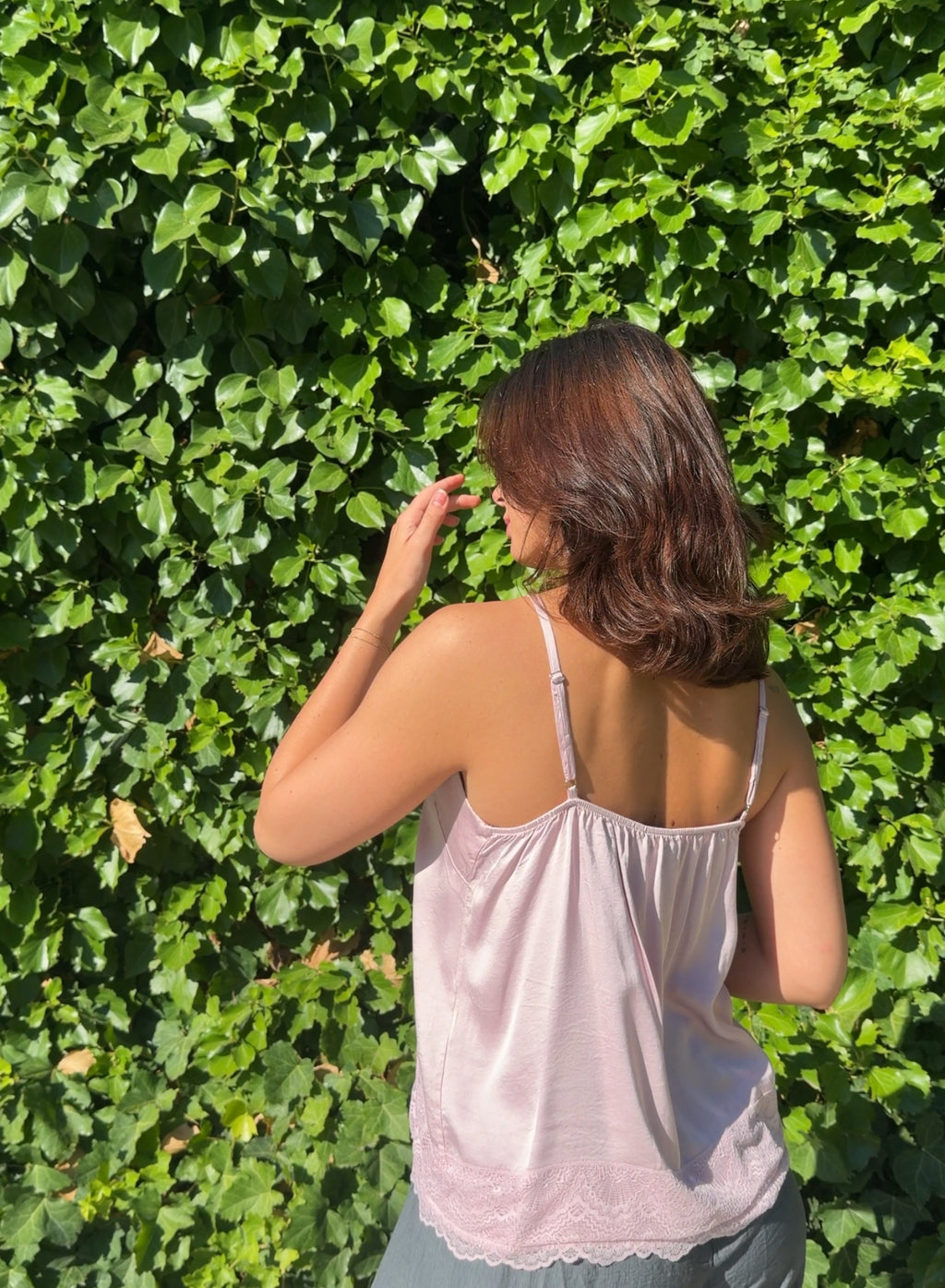 Top raso rosa