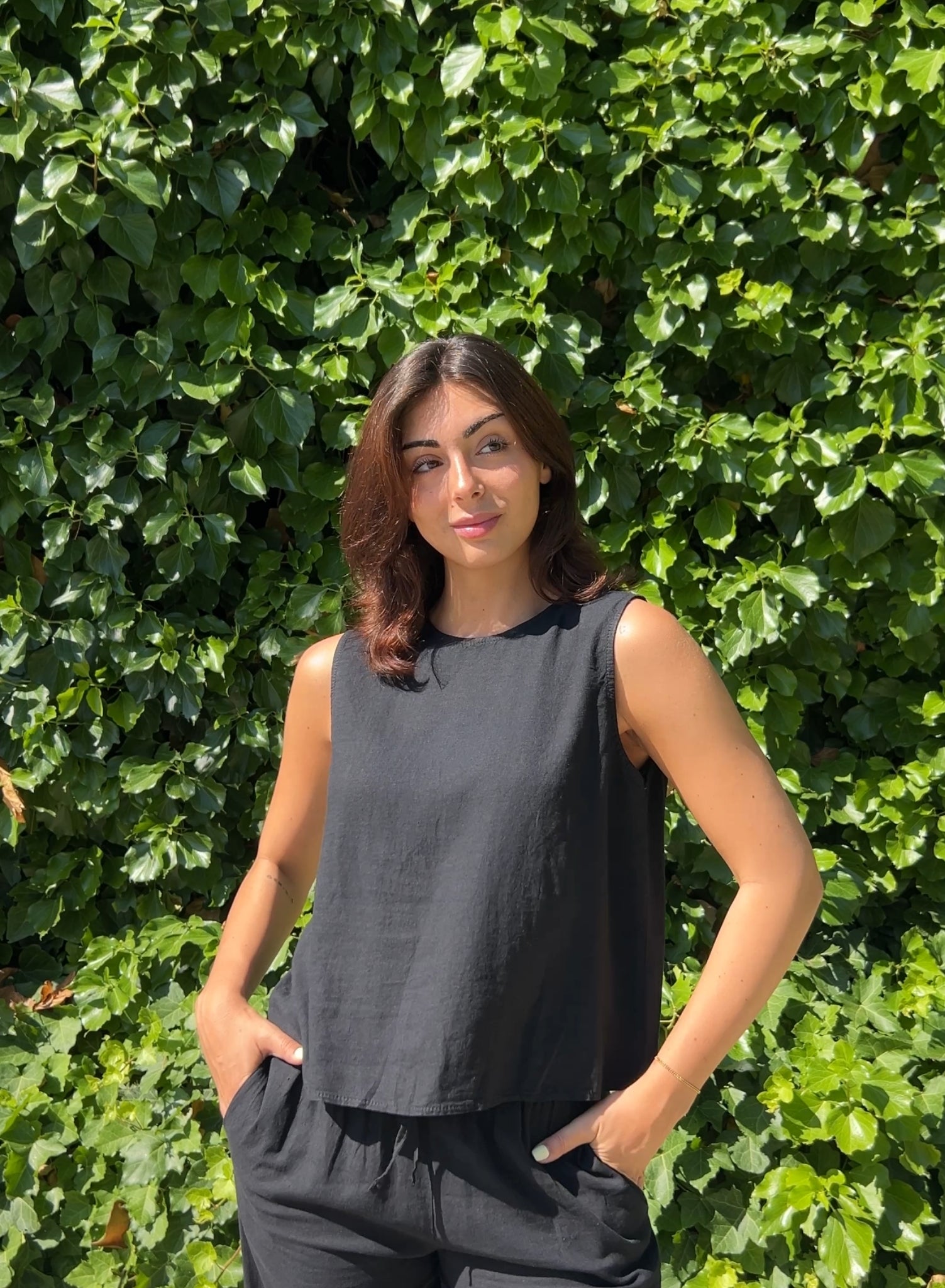 Blusa lino negro