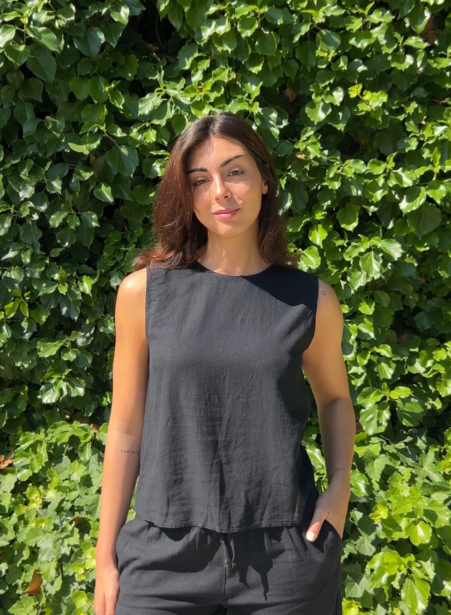 Blusa lino negro