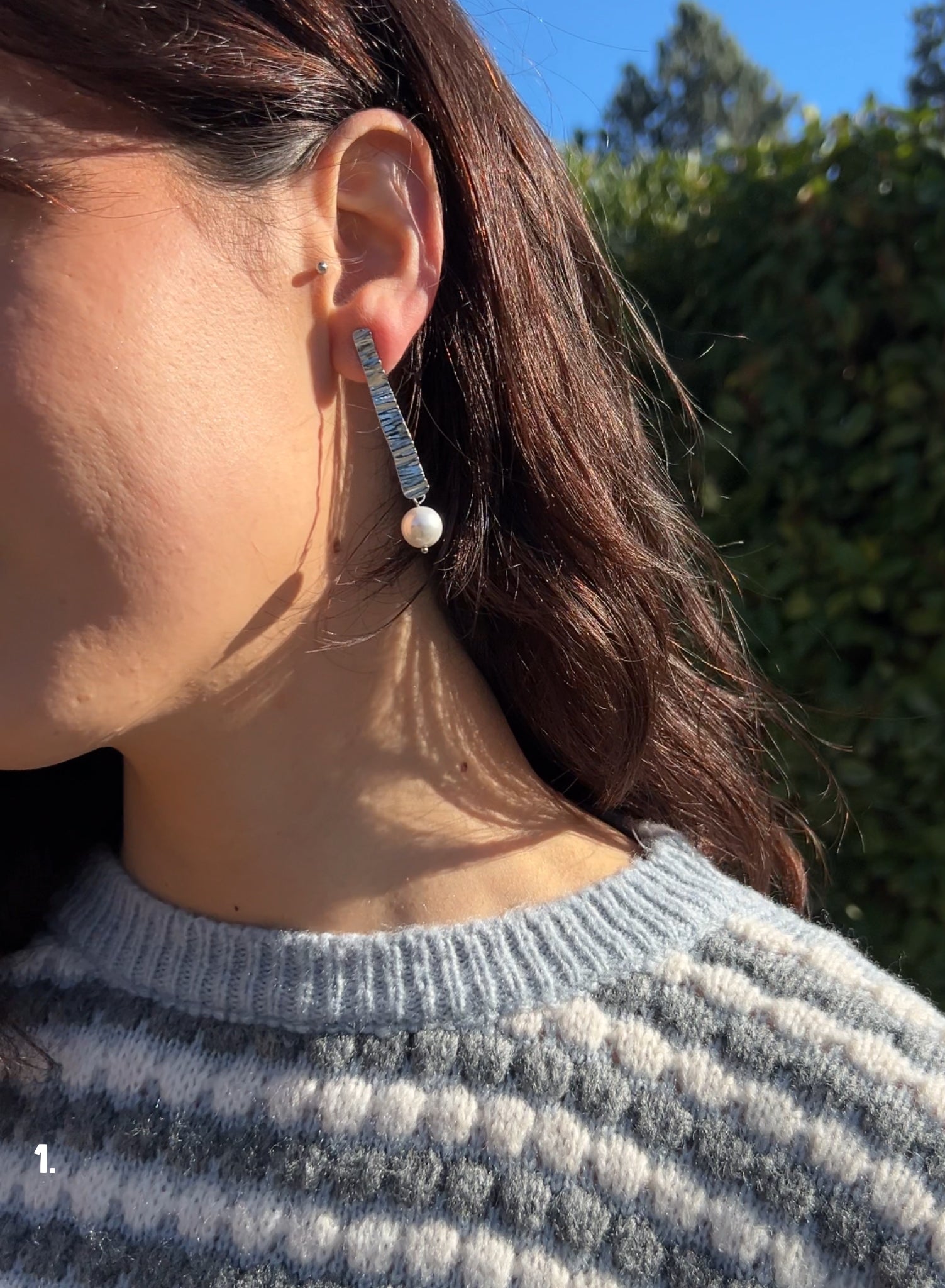 Pendiente largo perla