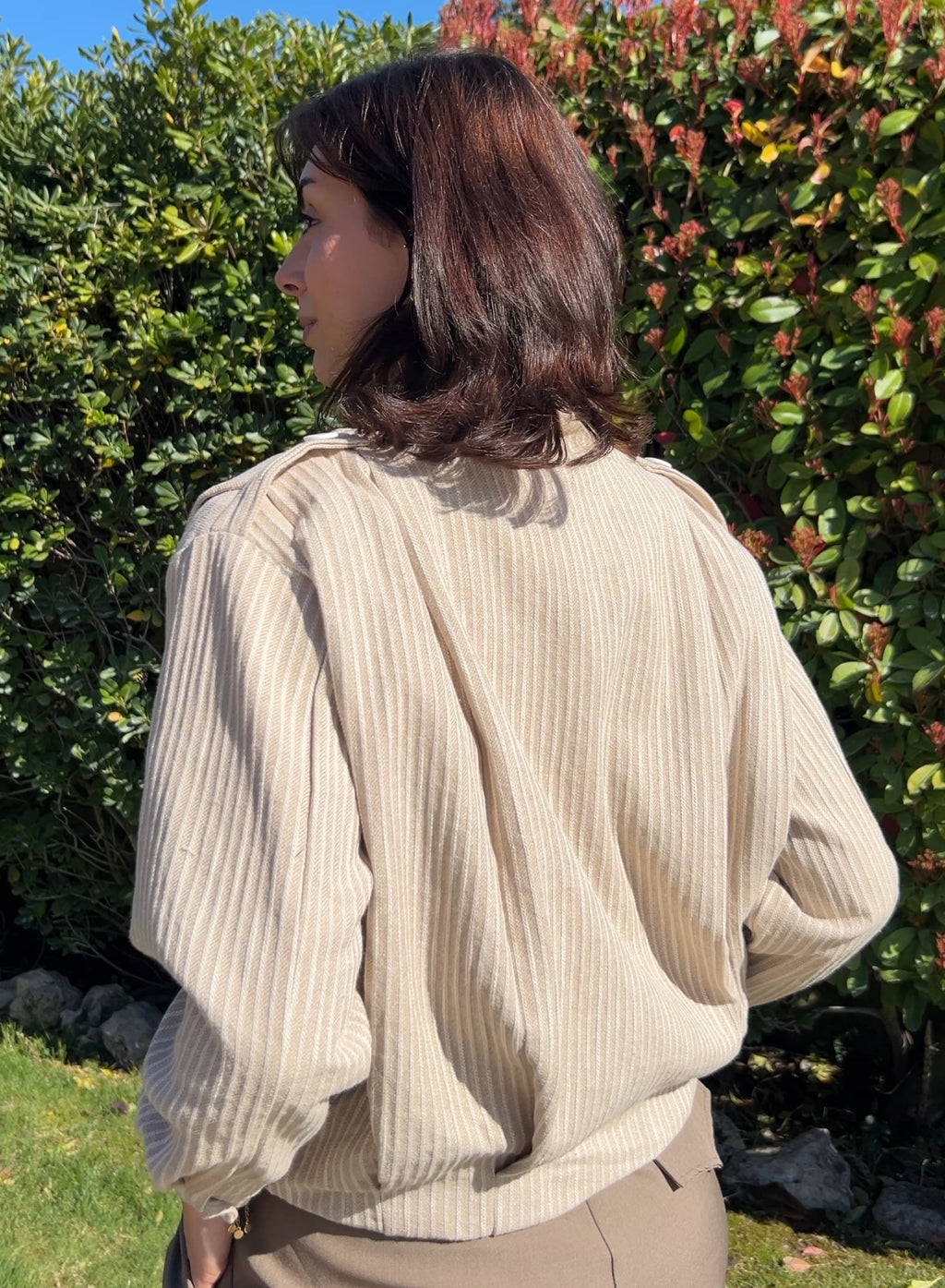 Chaqueta efecto bomber beige