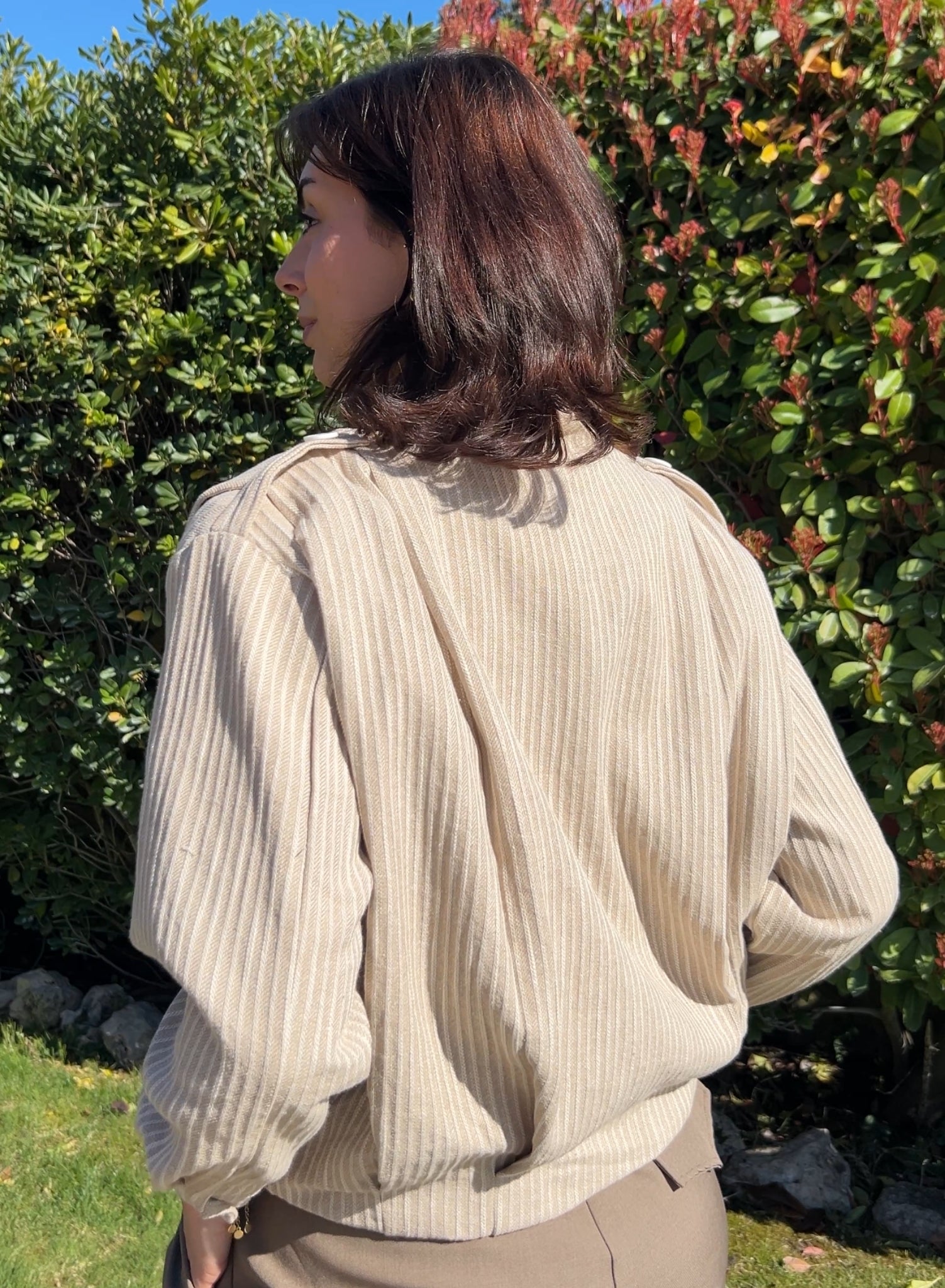 Chaqueta efecto bomber beige