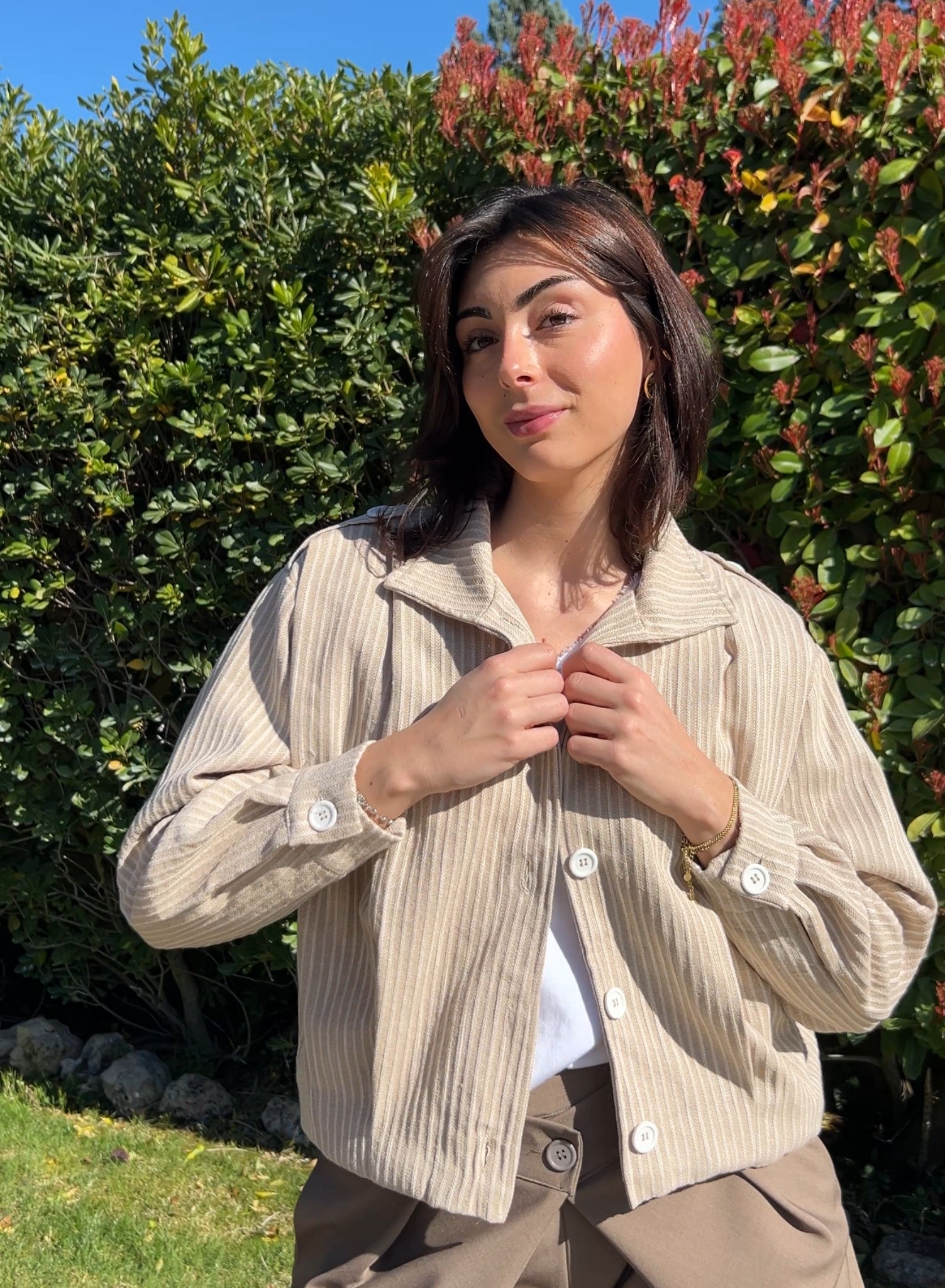 Chaqueta efecto bomber beige