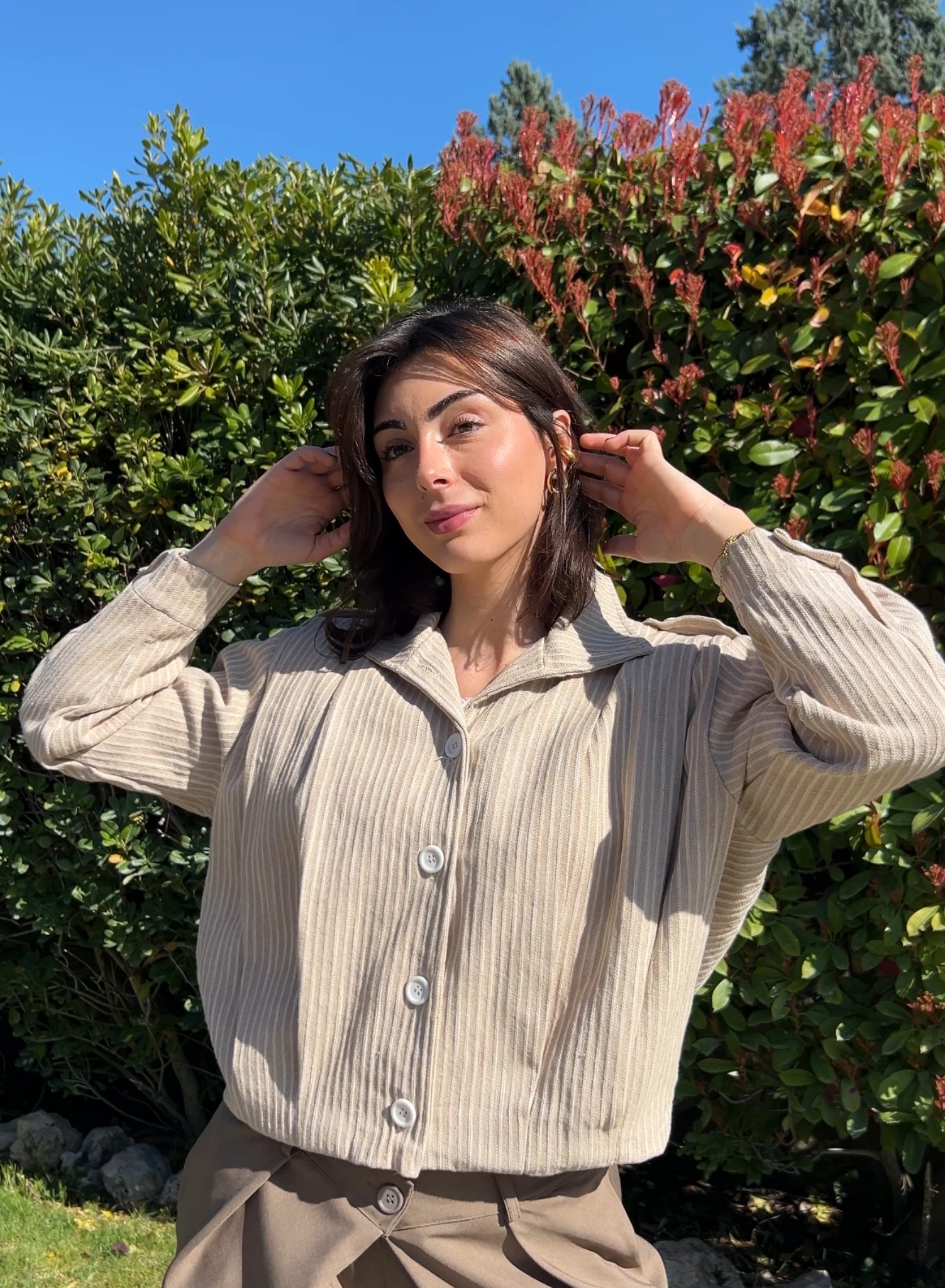 Chaqueta efecto bomber beige