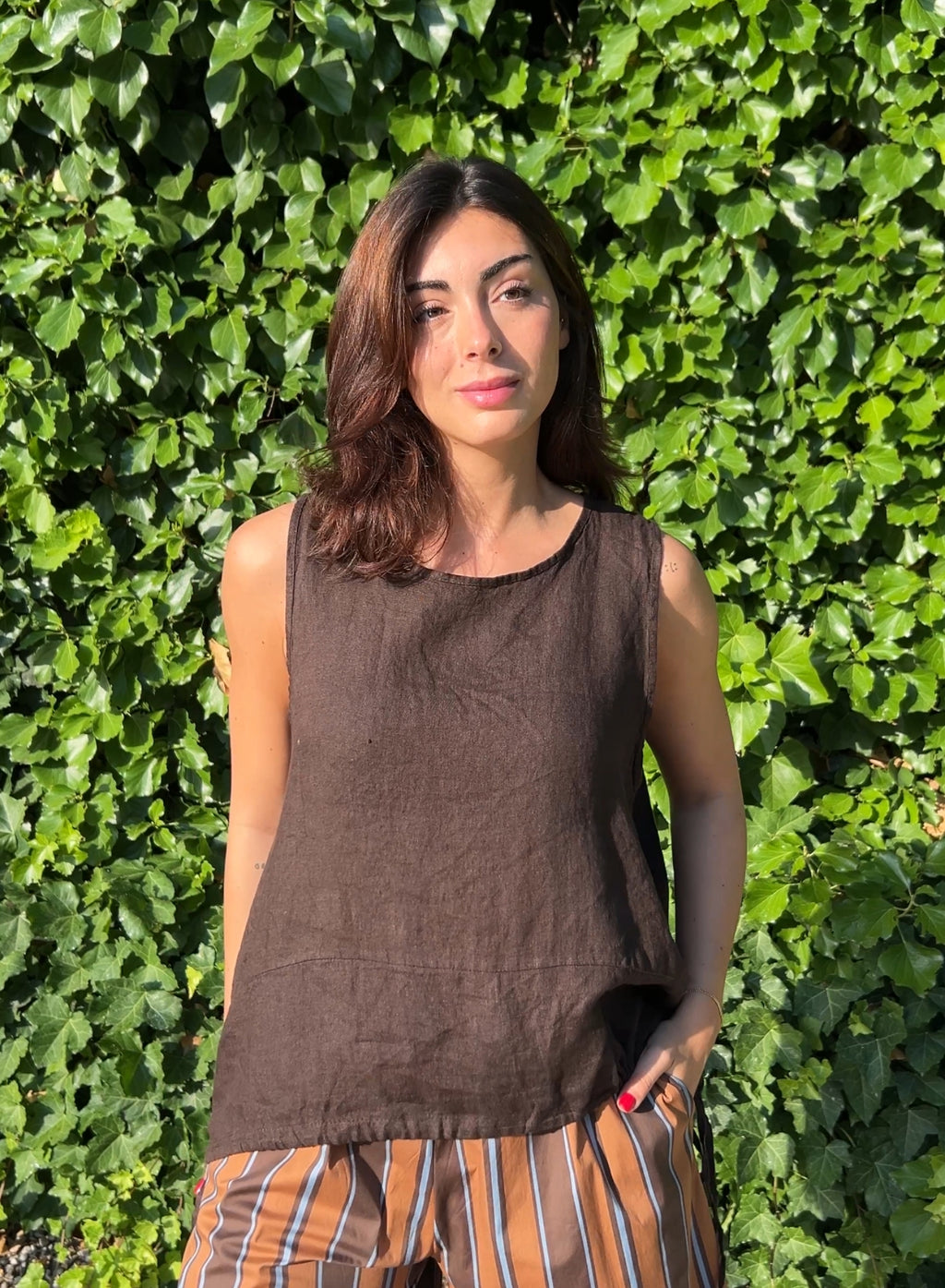 Blusa lino choco